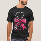 Roze Verpleegster Coquette Ribbon Bow Stethoscoop  T-shirt (Voorkant)