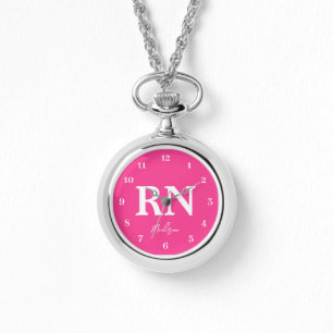 Roze Verpleegster Gepersonaliseerd Script Horloge