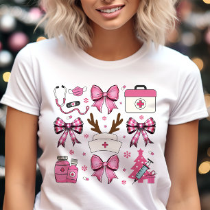 Roze Verpleegster Kerst Medische Vakantie Coquette Tri-Blend Shirt