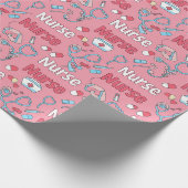 Roze verpleegster levens naadloos patroon (1) cadeaupapier (Hoek)