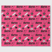 Roze verpleegster levens naadloos patroon (2) cadeaupapier (Vlak)