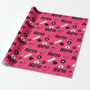 Roze verpleegster levens naadloos patroon (2) cadeaupapier