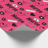 Roze verpleegster levens naadloos patroon (2) cadeaupapier (Hoek)