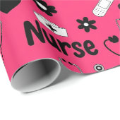 Roze verpleegster levens naadloos patroon (2) cadeaupapier (Rol Hoek)