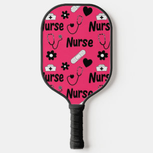 Roze verpleegster levens naadloos patroon (2) pickleball paddle