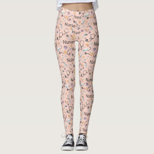Roze verpleegster levens naadloos patroon (3) leggings