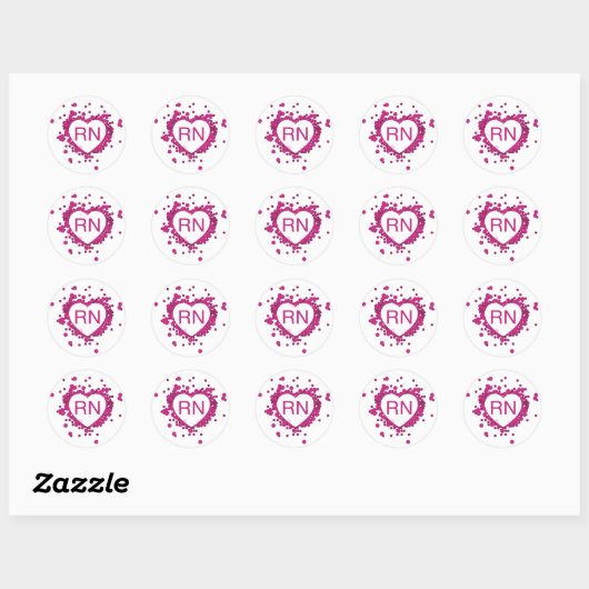 Roze Verpleegster RN Hart Sticker (Vel)