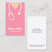 Roze Verpleegster Scrubs en Stethoscoop Visitekaar Visitekaartje (Voorkant / Achterkant)