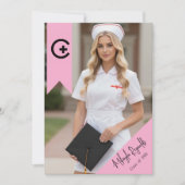 Roze verpleegstersdiploma uitnodigingskaart klas kaart (Voorkant)