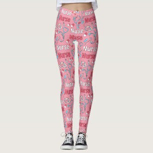 Roze verpleegstersleven naadloos patroon (1) leggings