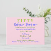 Roze verrassingsuitnodiging 50e verjaardag kaart (Staand voorkant)