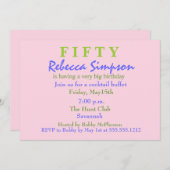 Roze verrassingsuitnodiging 50e verjaardag kaart (Voorkant / Achterkant)