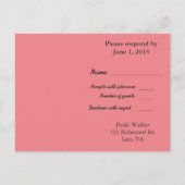 Roze verrijkte RSVP-kaart Uitnodiging Briefkaart (Achterkant)