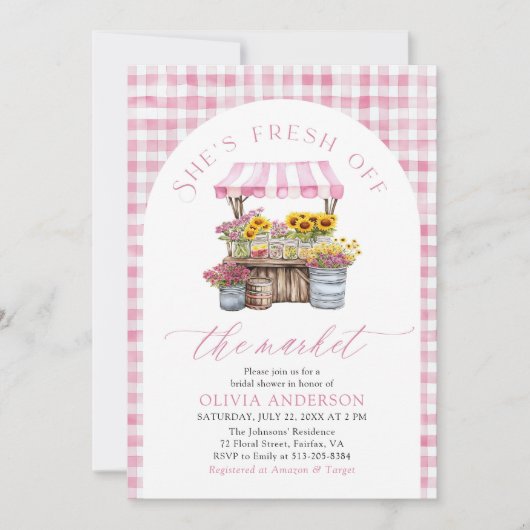 Roze vers van de markt Boog Bruidsdiner Kaart (Voorkant)