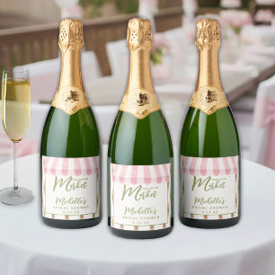Roze vers van de markt bruidsdouche  sparkling wijnetiket