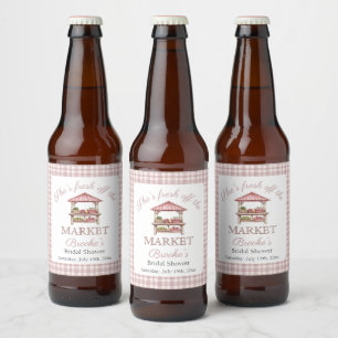 Roze vers van de markt landelijke Bruidsdouche Bier Etiket