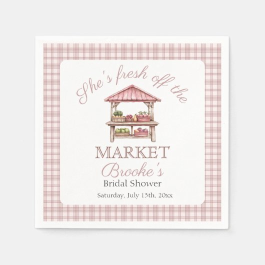 Roze vers van de markt Landelijke Bruiloft Feest Servet (Voorkant)