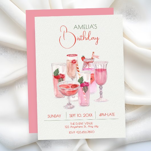 Roze verse drankjes kaart