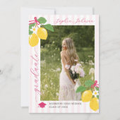 Roze Verse Lemon Citrus Afstudeer Uitnodiging (Voorkant)