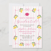 Roze Verse Lemon Citrus Afstudeerfeest Kaart (Voorkant)