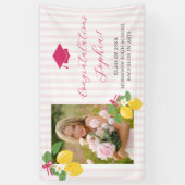 Roze Verse Rozen Citrus Afstudeerfeest Spandoek (Verticaal)