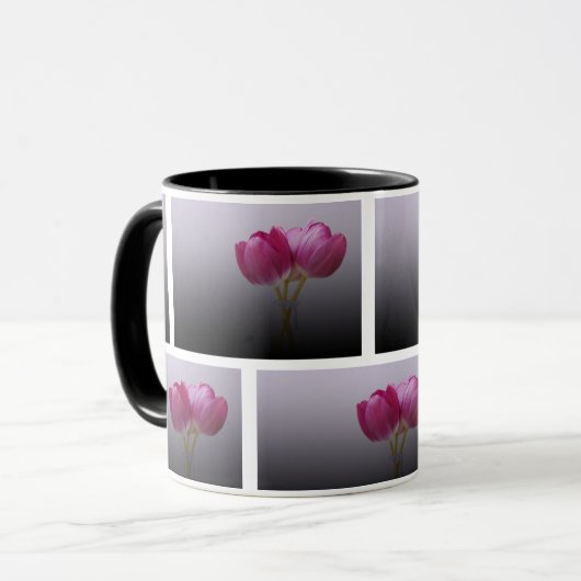 Roze verse tulpen – Elegante lente bloemenkunst Mok (Voorkant links)