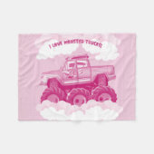 Roze versie I Love Monster Trucks Afbeelding Fleece Deken (Voorkant (Horizontaal))