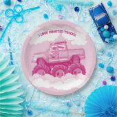 Roze versie I Love Monster Trucks Afbeelding Papieren Bordje (Feest)