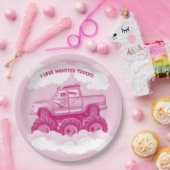 Roze versie I Love Monster Trucks Afbeelding Papieren Bordje (Feest)
