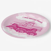 Roze versie I Love Monster Trucks Afbeelding Papieren Bordje (Gekanteld)