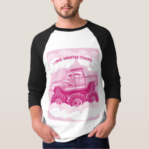Roze versie I Love Monster Trucks Afbeelding T-shirt