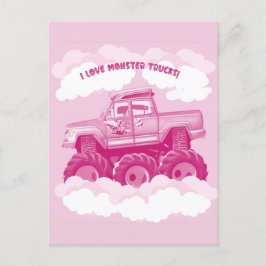 Roze versie I Love Monster Trucks Afbeelding Uitnodiging Briefkaart