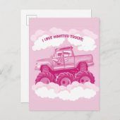 Roze versie I Love Monster Trucks Afbeelding Uitnodiging Briefkaart (Voorkant / Achterkant)