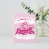 Roze versie I Love Monster Trucks Afbeelding Uitnodiging Briefkaart (Staand voorkant)
