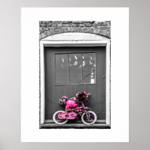 Roze Versierde Kinderen Bike Poster