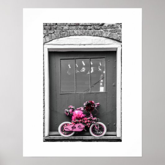 Roze Versierde Kinderen Bike Poster (Voorkant)