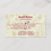 Roze verstuiffles met belletjes Aangepaste letter Visitekaartje (Achterkant)