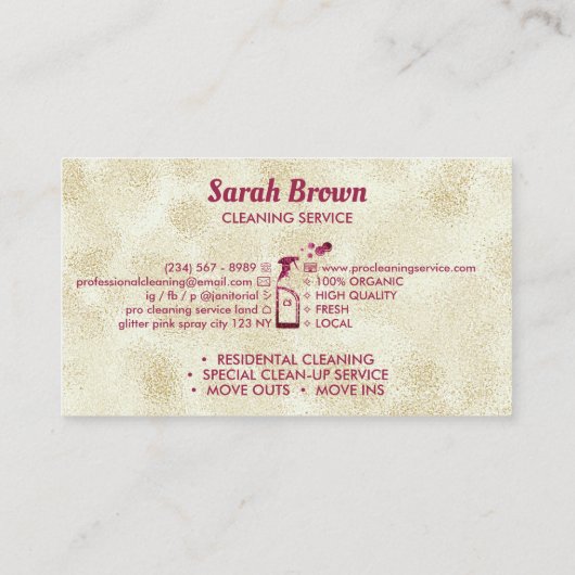 Roze verstuiffles met belletjes Aangepaste letter Visitekaartje (Achterkant)