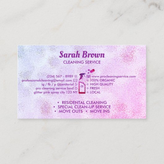 Roze verstuiver met flesjes Aangepaste Initialen Visitekaartje (Achterkant)