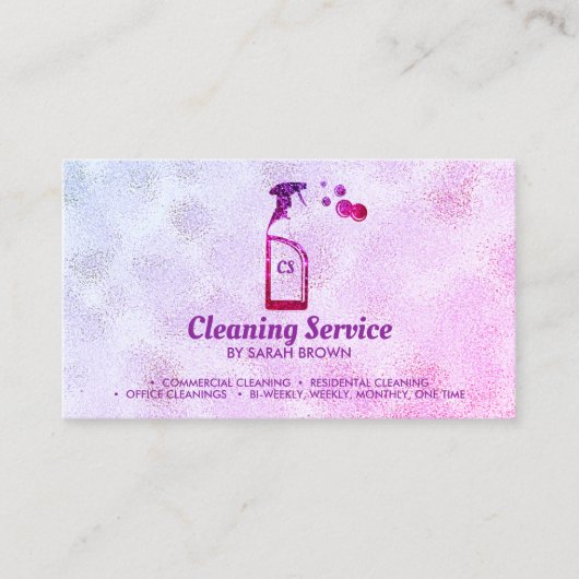 Roze verstuiver met flesjes Aangepaste Initialen Visitekaartje (Voorkant)