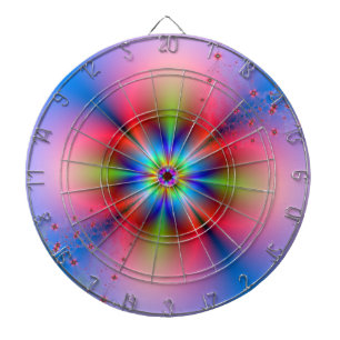 Roze verstuiver op blauw dartboard dartbord