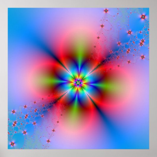 Roze verstuiver op blauw Poster (Voorkant)