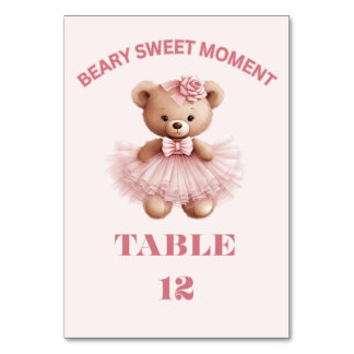 ROZE VERTICAL BEARY SWEET MEISJE BABY SHOWER  KAART