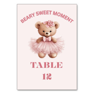 ROZE VERTICAL BEARY ZOETE MEISJE BABY SHOWER KAART