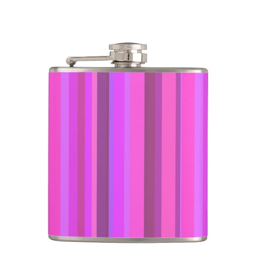 Roze verticale strepen heupfles (Voorkant)