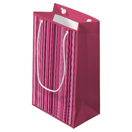 Roze Verticale Strepen Kleine Gift Bag Klein Cadeauzakje (Voorkant Gekanteld)