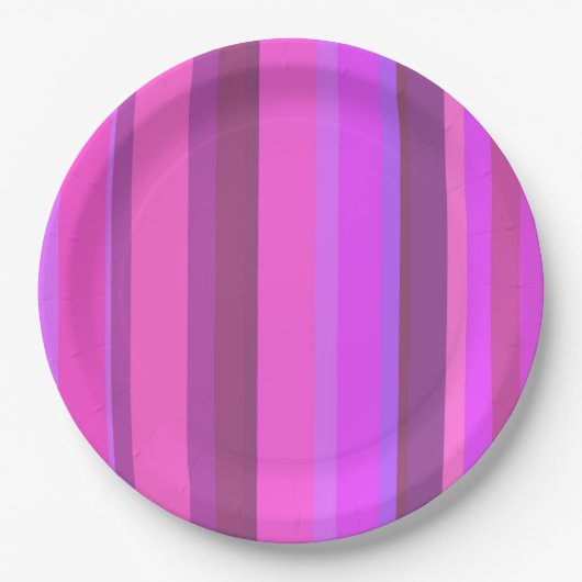 Roze verticale strepen papieren bordje (Voorkant)