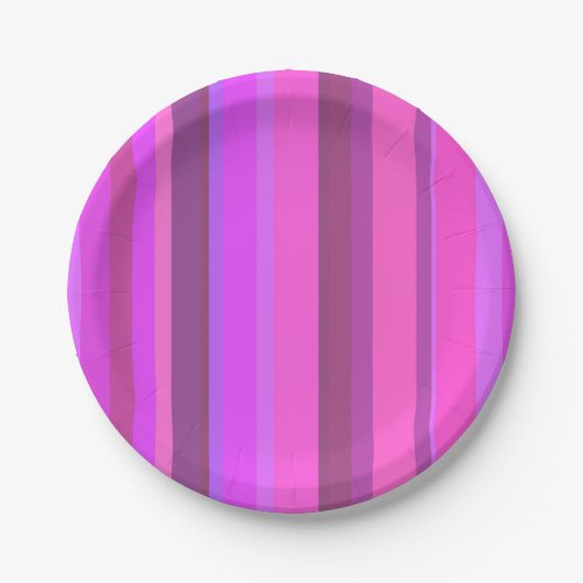 Roze verticale strepen papieren bordje (Voorkant)