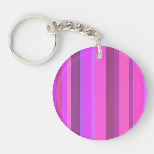 Roze verticale strepen sleutelhanger (Voorkant)