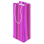 Roze verticale strepen wijn cadeautas (Achterkant Gekanteld)